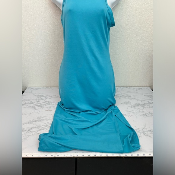 Haley & June Bodycon Dress Size L Blue Sleeveless Pullover Stretch Maxi Long W1​ - Picture 2 of 6